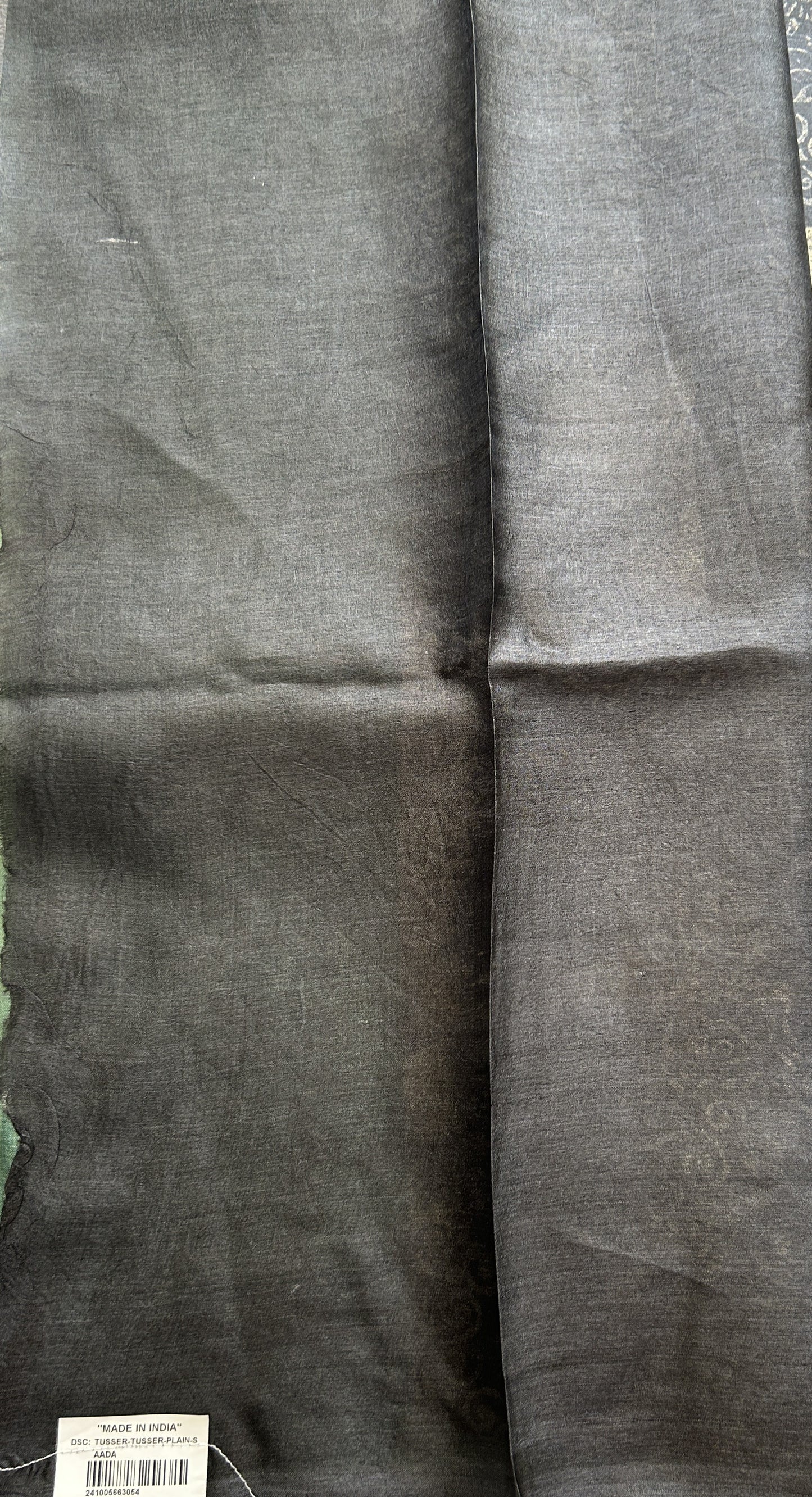 Pure Tussar Silk Saree Black Color Elegantly Paired with a Borderless. - Sampradaya Designer Studio