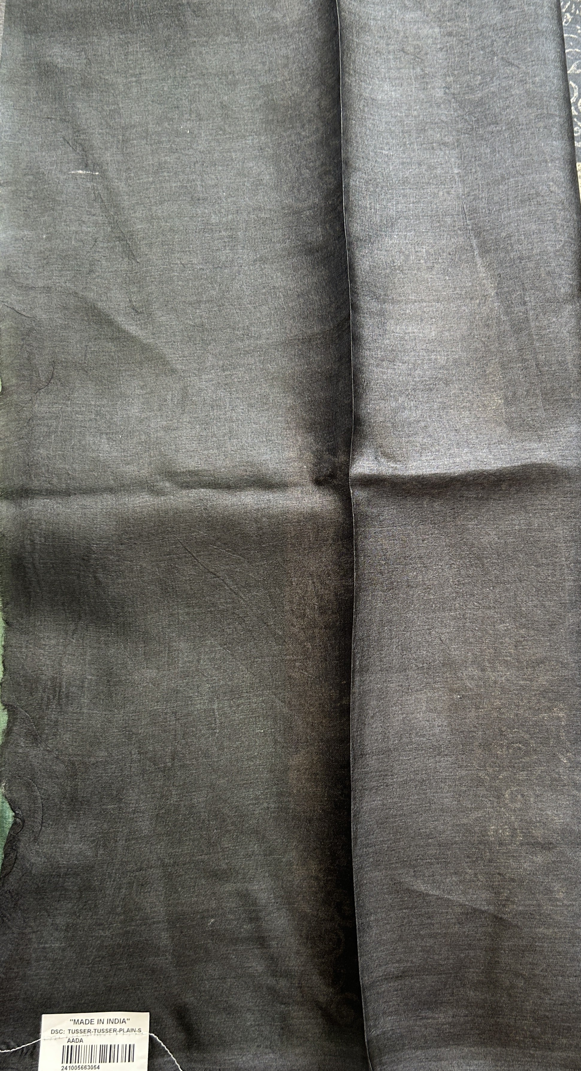 Pure Tussar Silk Saree Black Color Elegantly Paired with a Borderless. - Sampradaya Designer Studio