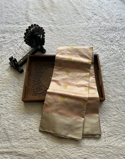 Chanderi Silk Allover Saree Very Light Peach color Elegantly Paired with a Zari border - Sampradaya Designer Studio