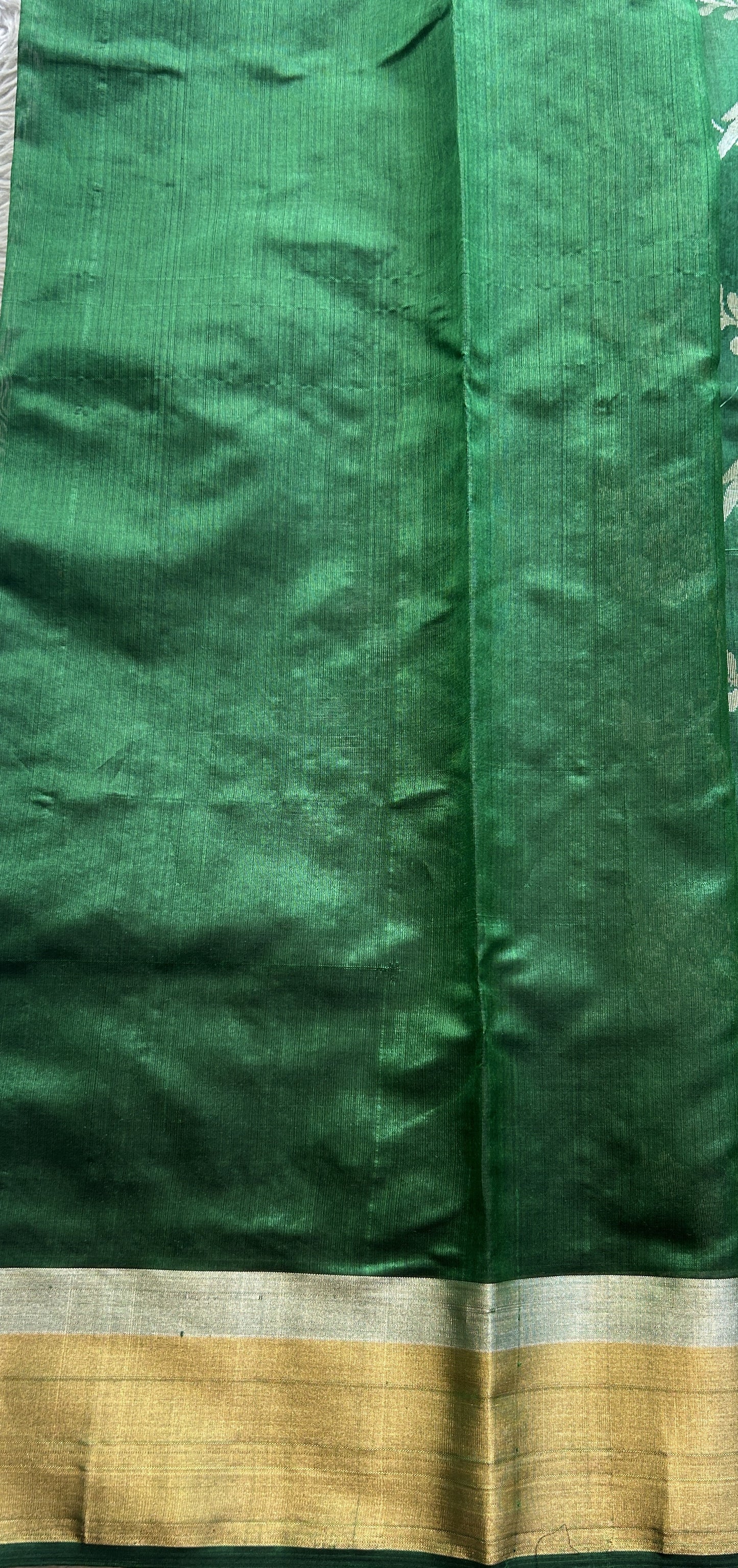 Chanderi Silk Allover Saree Green Color Elegantly Paired with a Zari border - Sampradaya Designer Studio