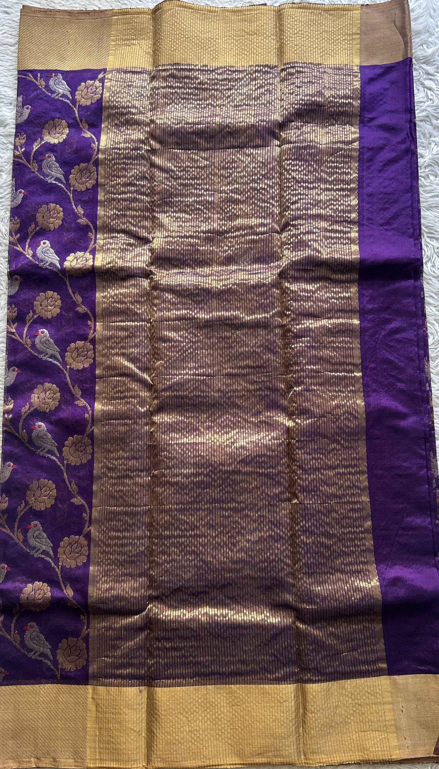 Chanderi Silk Allover Saree Violet Color Elegantly Paired with a Zari border - Sampradaya Designer Studio