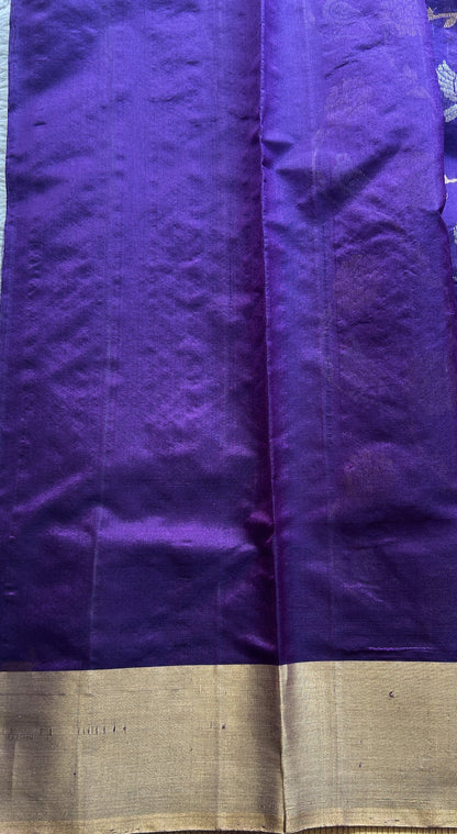 Chanderi Silk Allover Saree Violet Color Elegantly Paired with a Zari border - Sampradaya Designer Studio