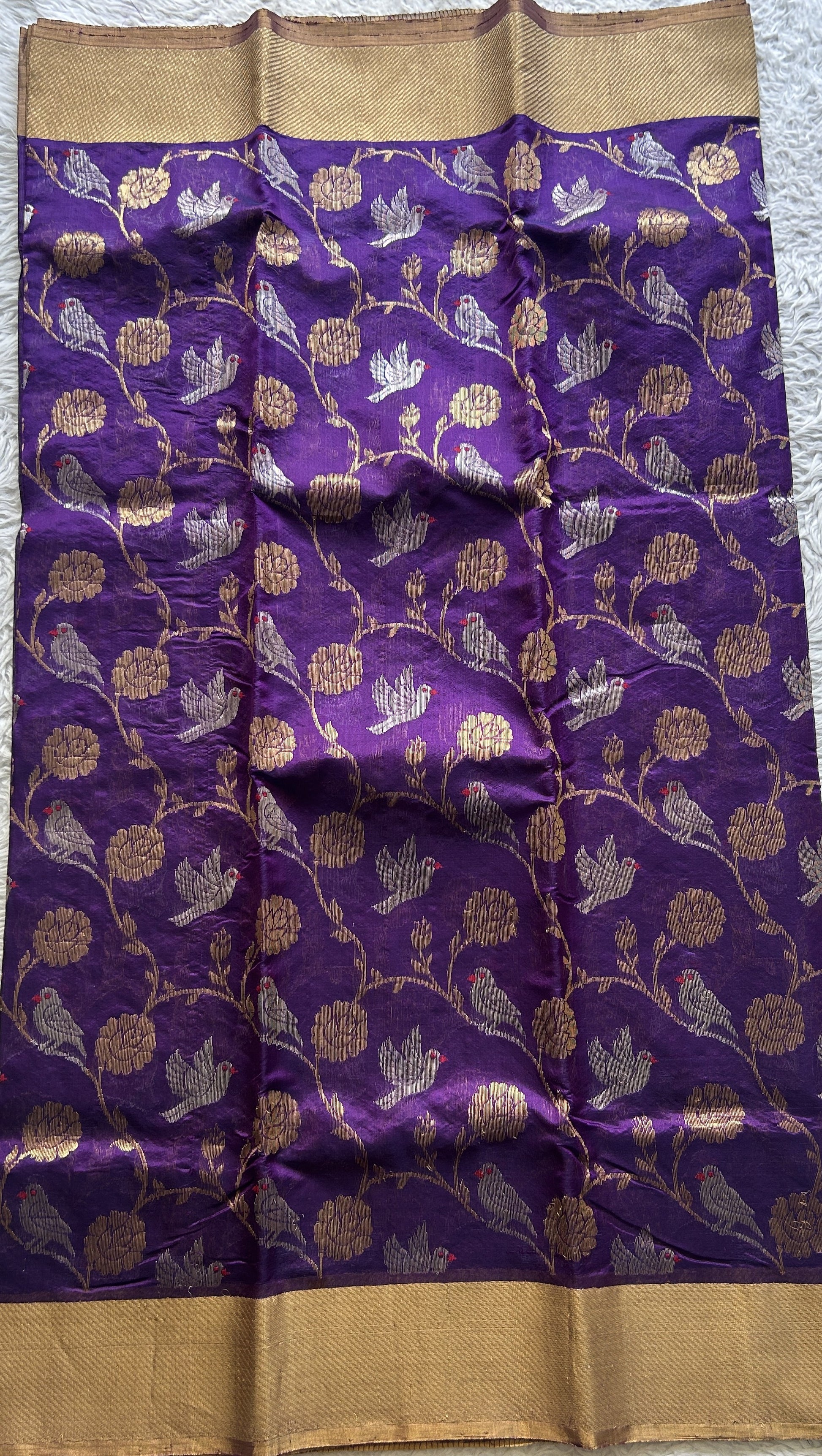 Chanderi Silk Allover Saree Violet Color Elegantly Paired with a Zari border - Sampradaya Designer Studio