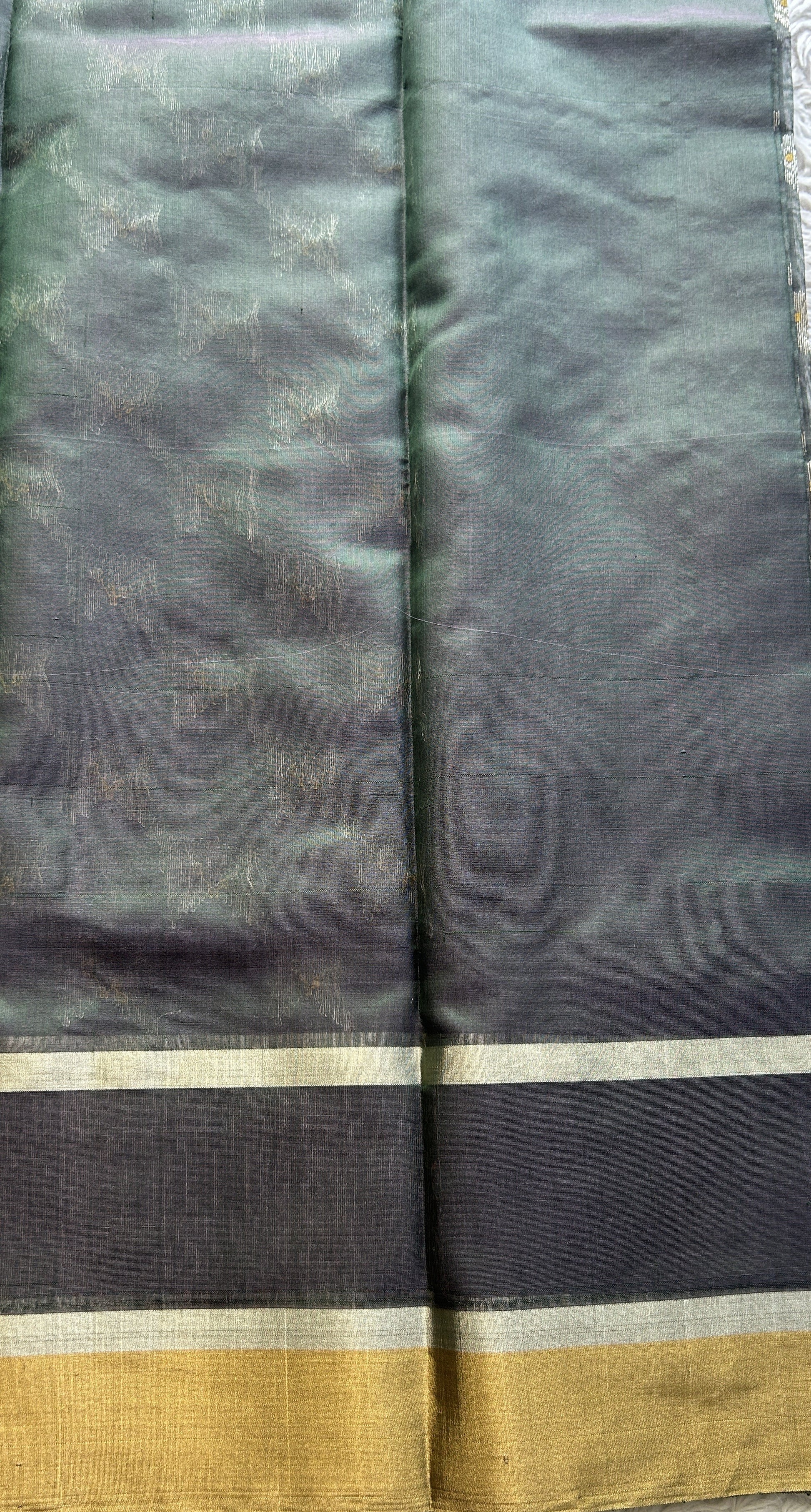 Chanderi Silk Allover Saree Dark Green color Elegantly Paired with a Double Zari border - Sampradaya Designer Studio