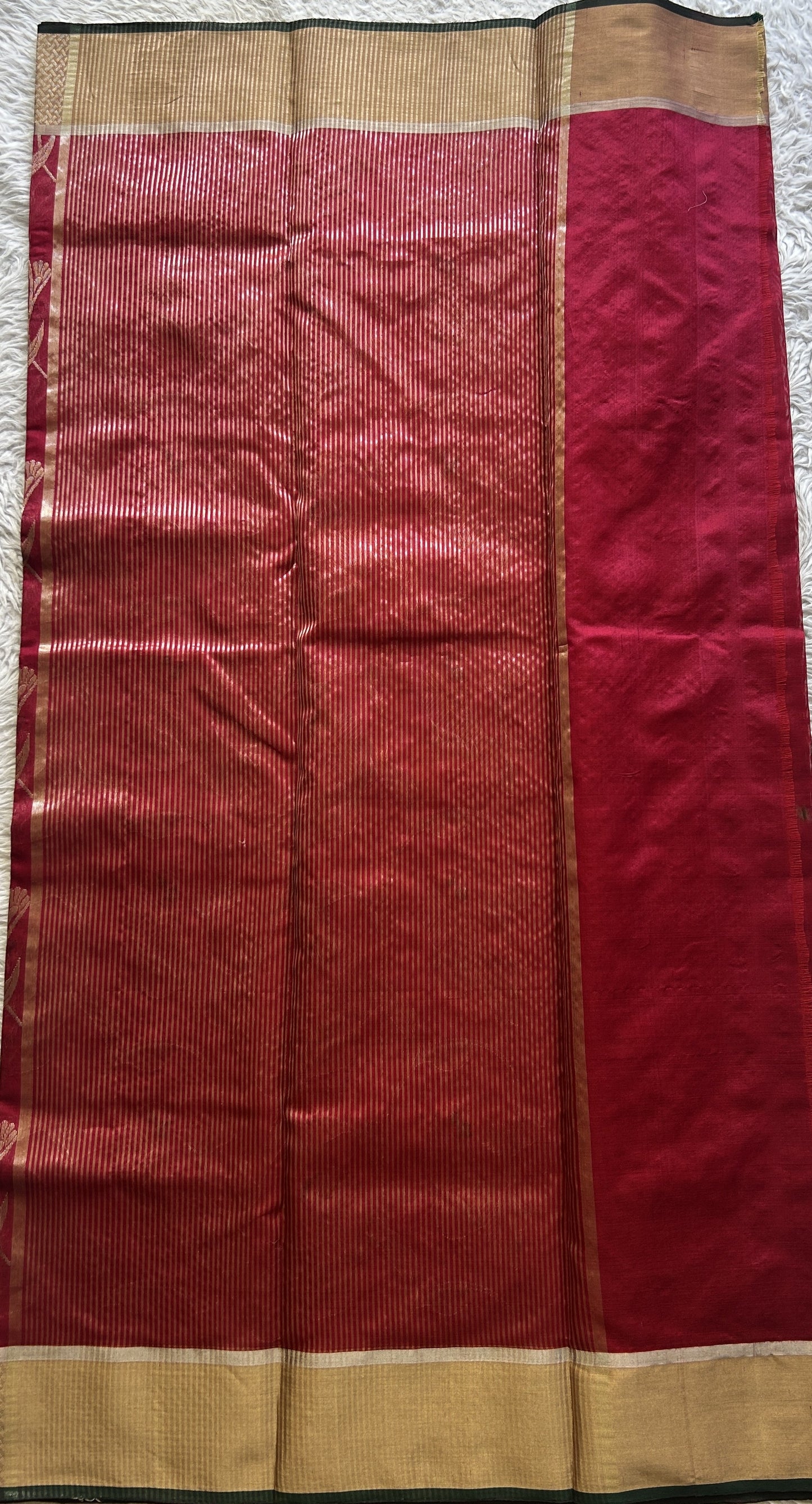 Chanderi Silk Allover Saree Garnet color Elegantly Paired with a Zari border - Sampradaya Designer Studio