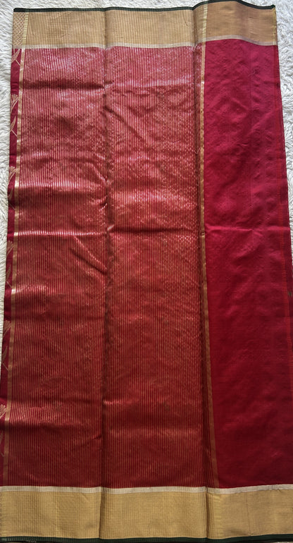 Chanderi Silk Allover Saree Garnet color Elegantly Paired with a Zari border - Sampradaya Designer Studio