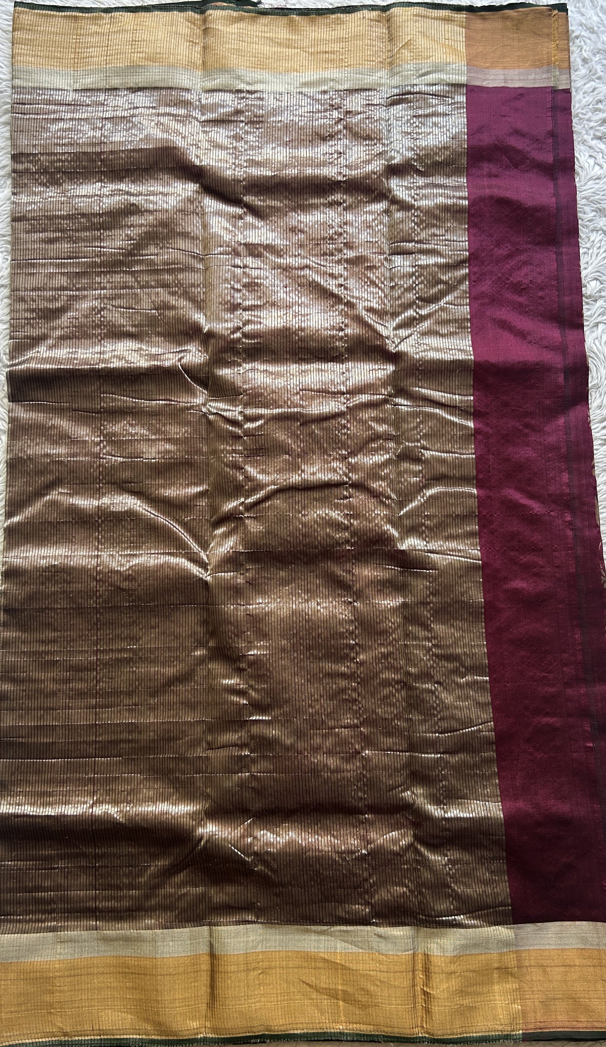 Chanderi Silk Allover Saree Mulberry color Elegantly Paired with a Zari border - Sampradaya Designer Studio