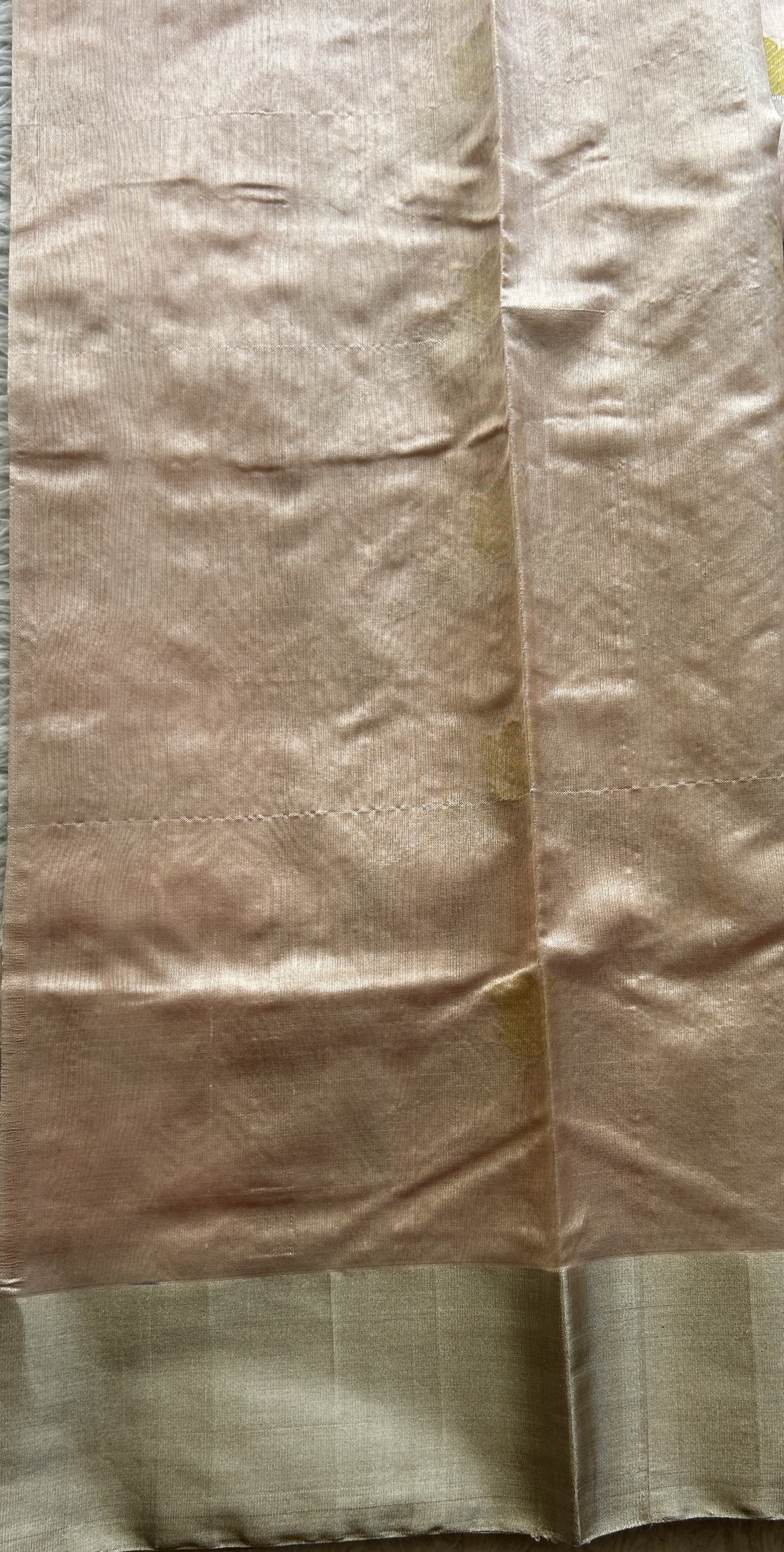 Chanderi Silk Allover Saree Very Light Peach color Elegantly Paired with a Zari border - Sampradaya Designer Studio