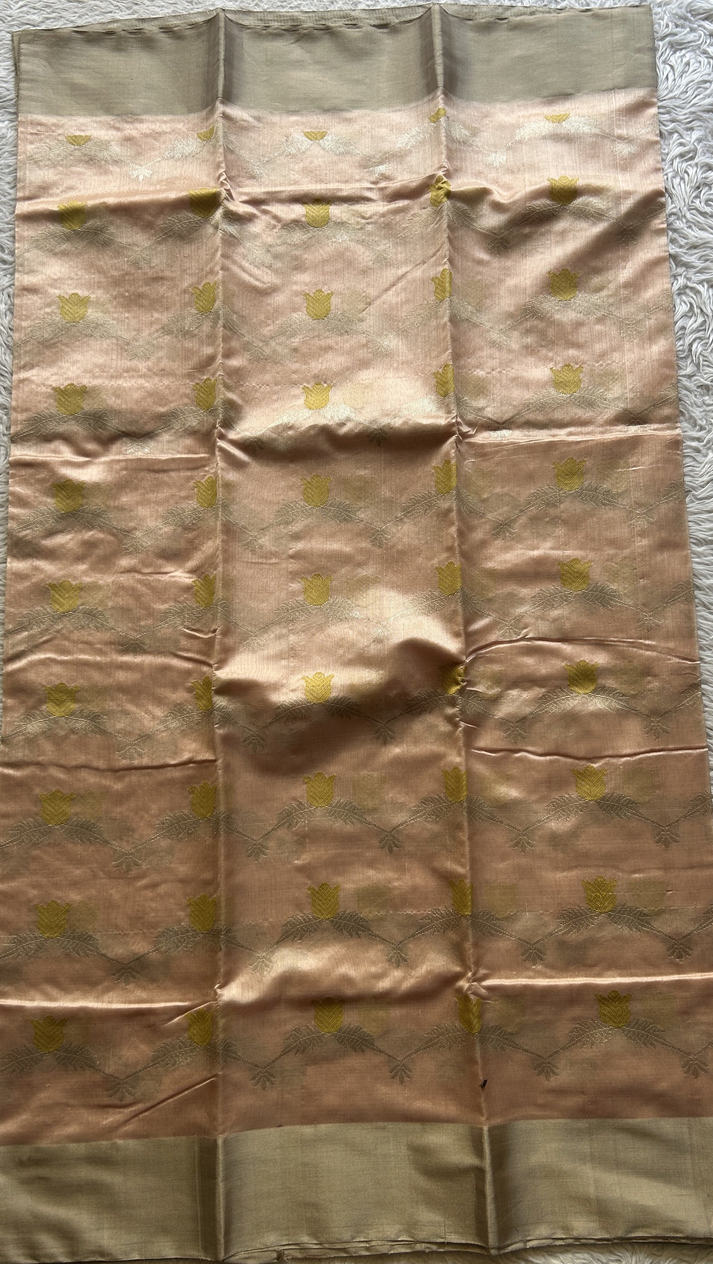 Chanderi Silk Allover Saree Very Light Peach color Elegantly Paired with a Zari border - Sampradaya Designer Studio