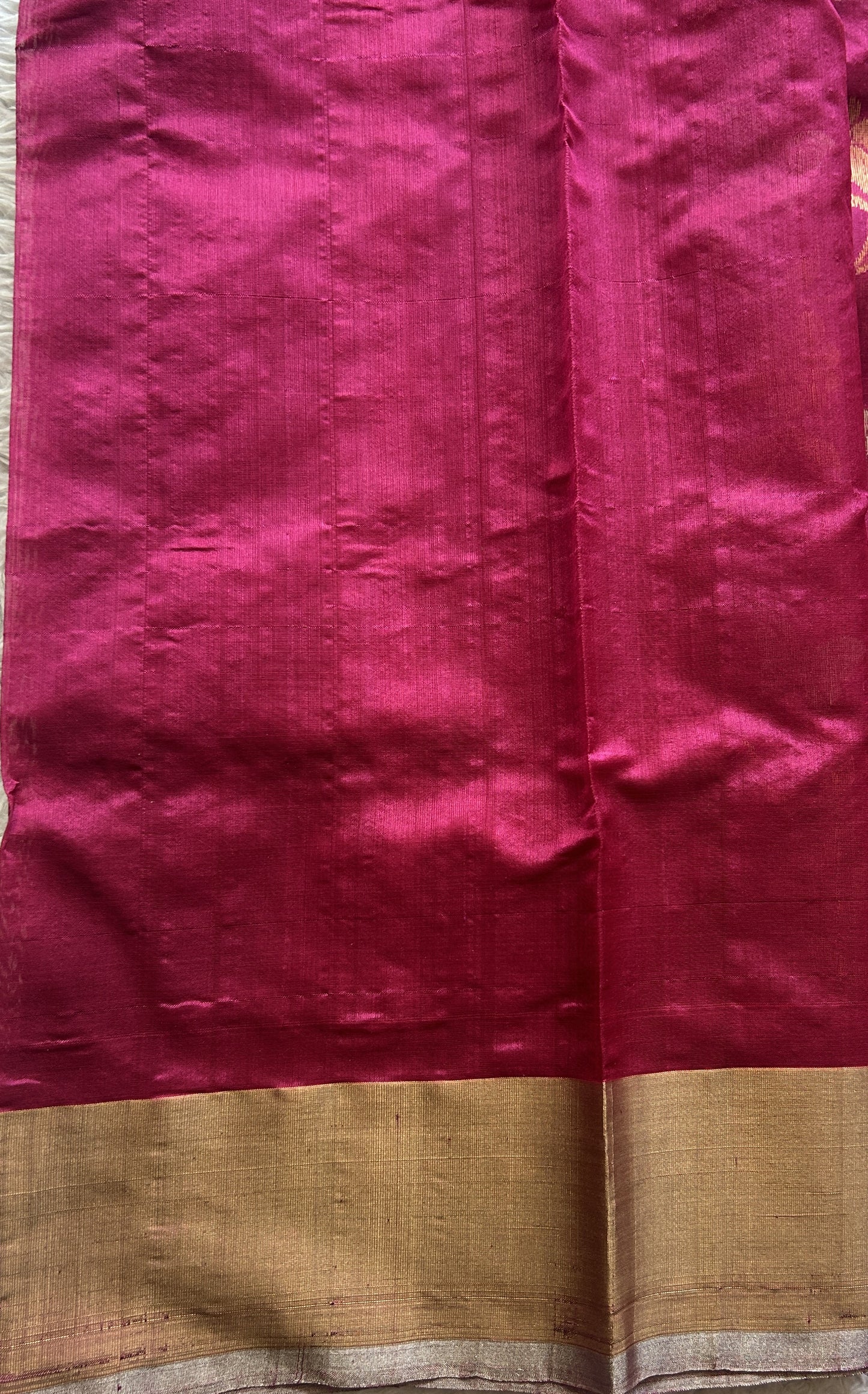 Chanderi Silk Allover Saree Dark Pink color Elegantly Paired with a Zari border - Sampradaya Designer Studio