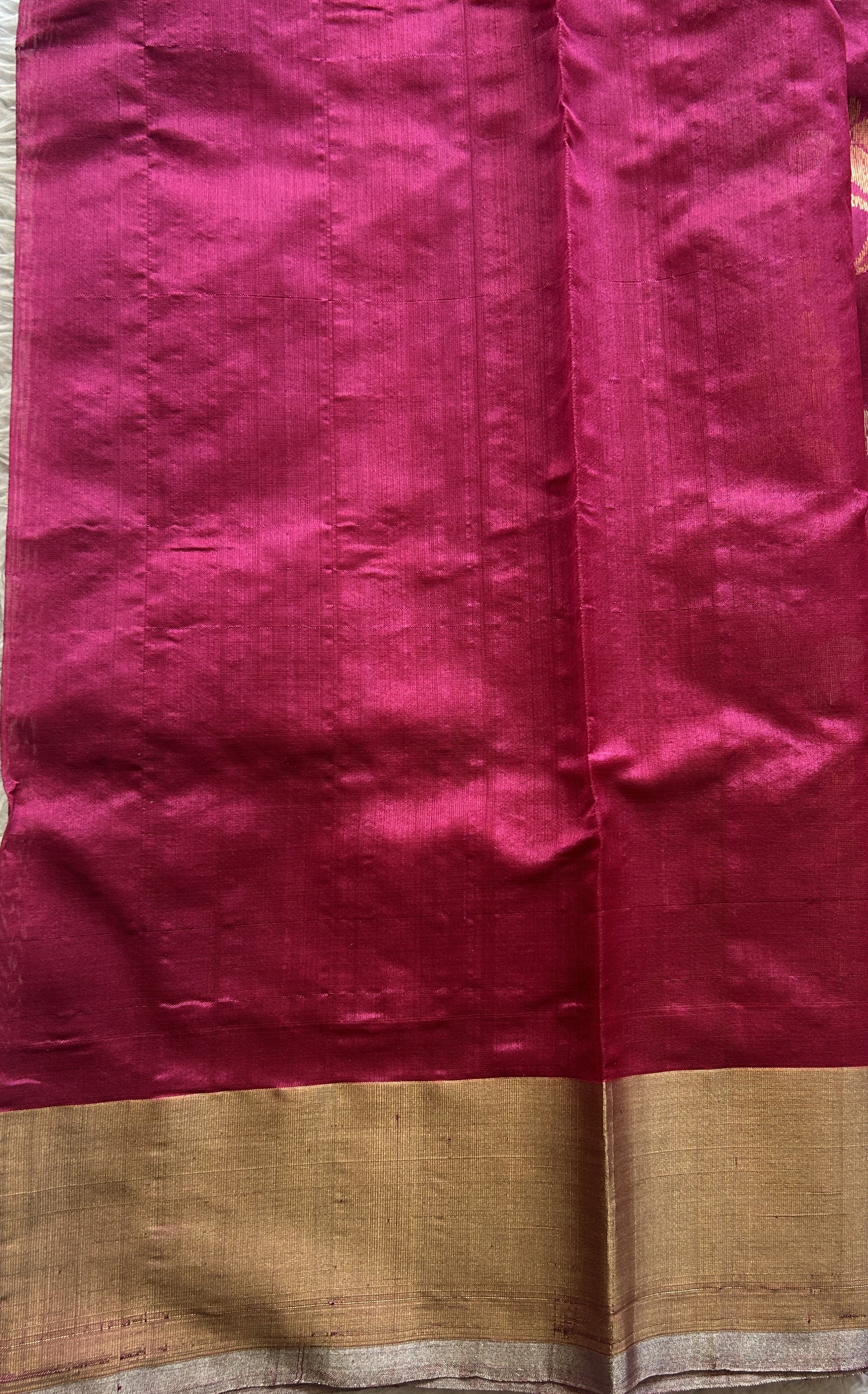Chanderi Silk Allover Saree Dark Pink color Elegantly Paired with a Zari border - Sampradaya Designer Studio
