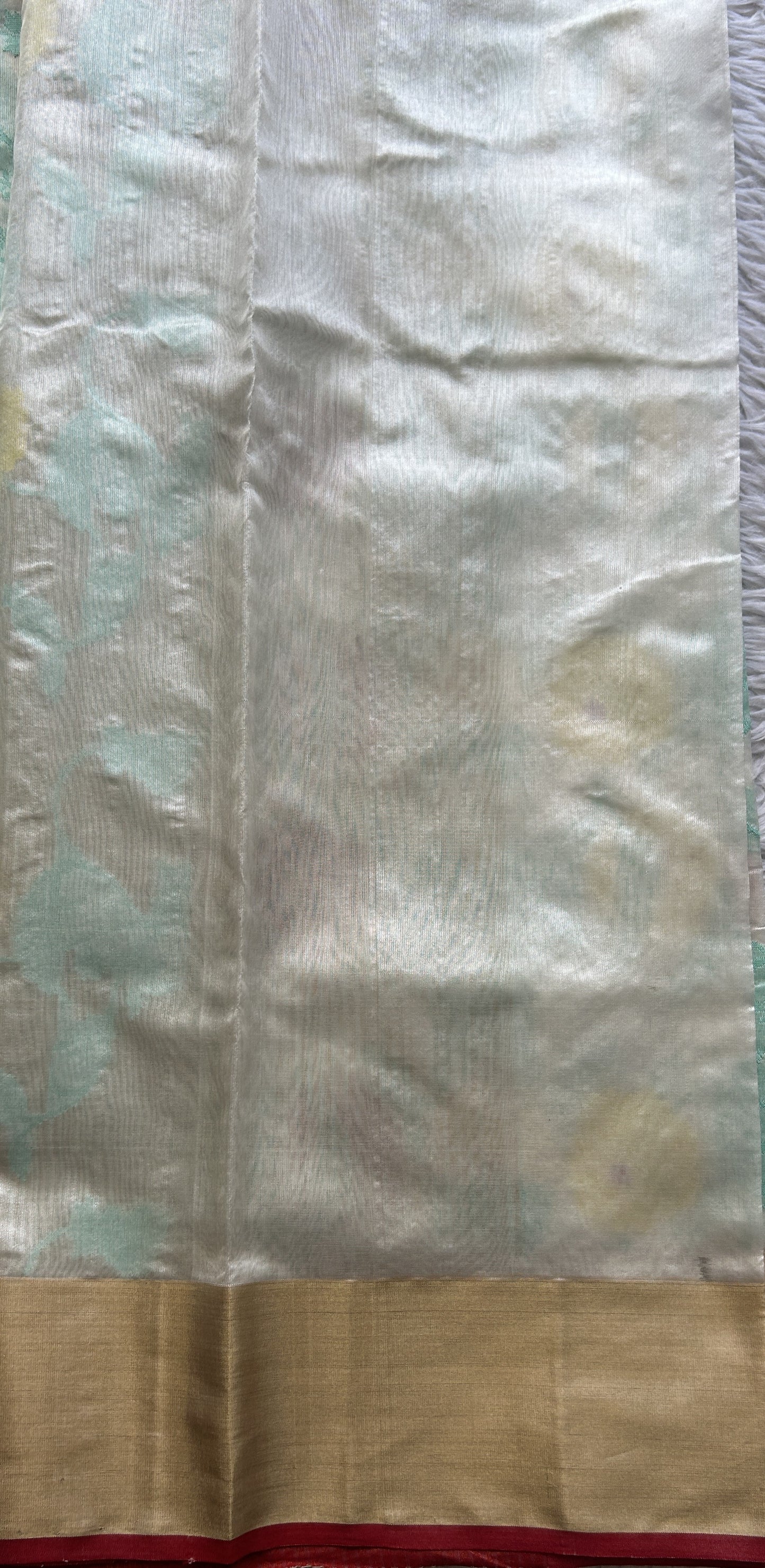 Chanderi Silk Allover Saree White color Elegantly Paired with a Zari border - Sampradaya Designer Studio