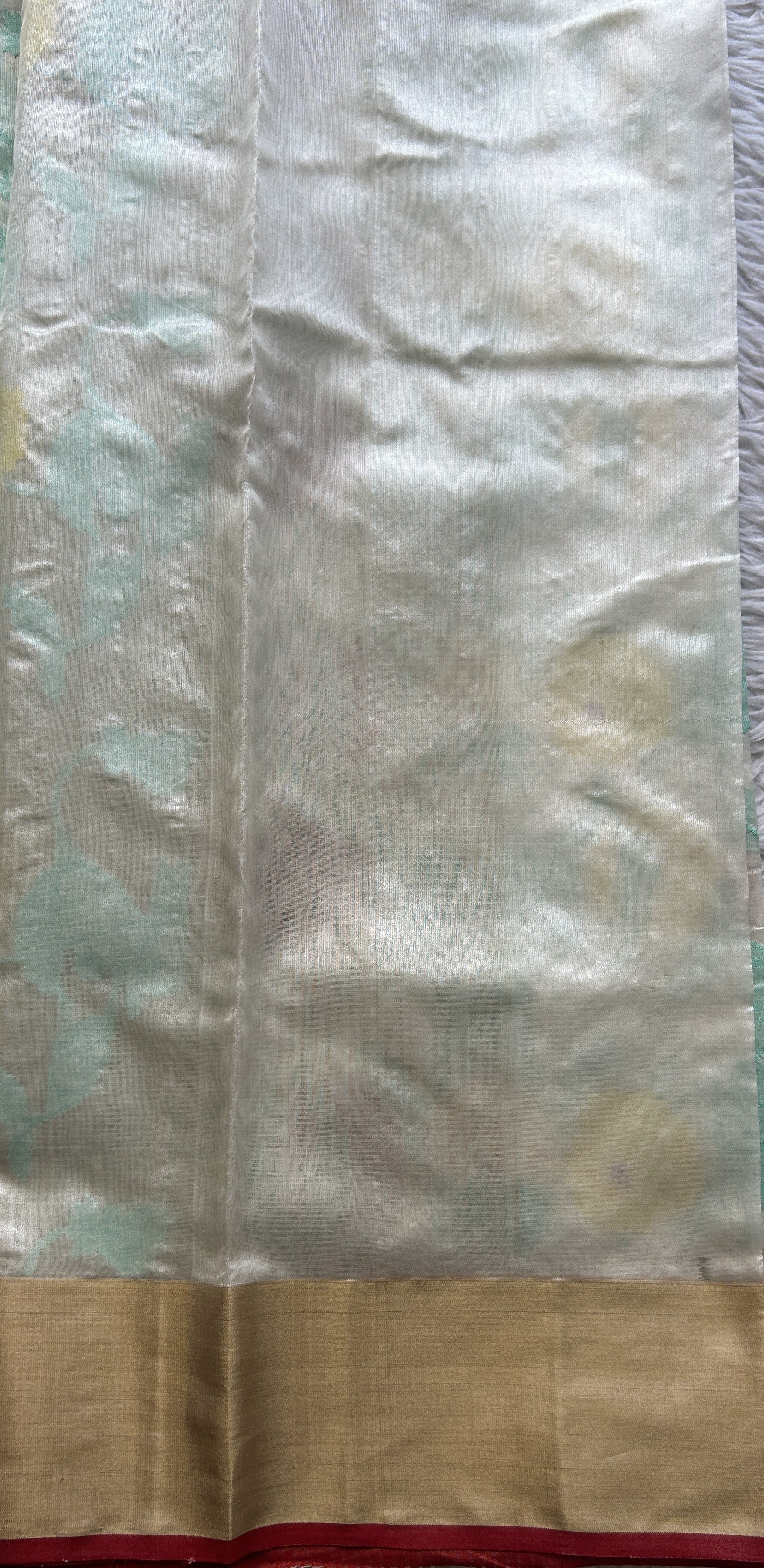 Chanderi Silk Allover Saree White color Elegantly Paired with a Zari border - Sampradaya Designer Studio