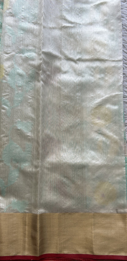 Chanderi Silk Allover Saree White color Elegantly Paired with a Zari border - Sampradaya Designer Studio