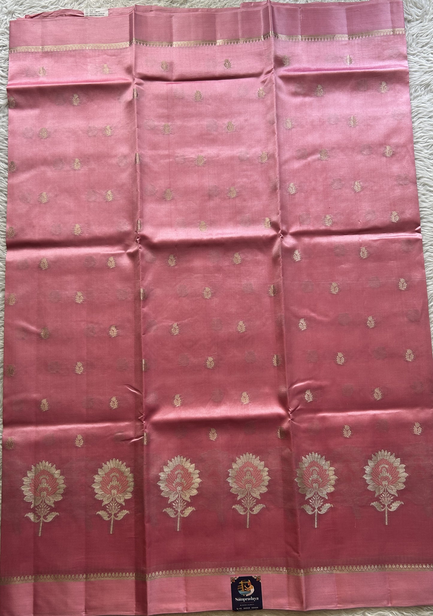 Chiniya Silk Saree Rose Pink Colored Elegantly Paired with a Plain Border. - Sampradaya Designer Studio
