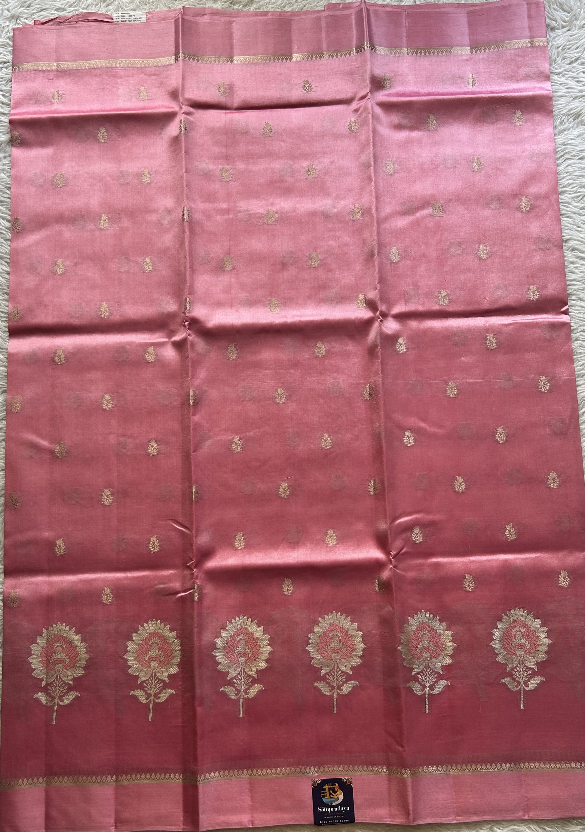 Chiniya Silk Saree Rose Pink Colored Elegantly Paired with a Plain Border. - Sampradaya Designer Studio