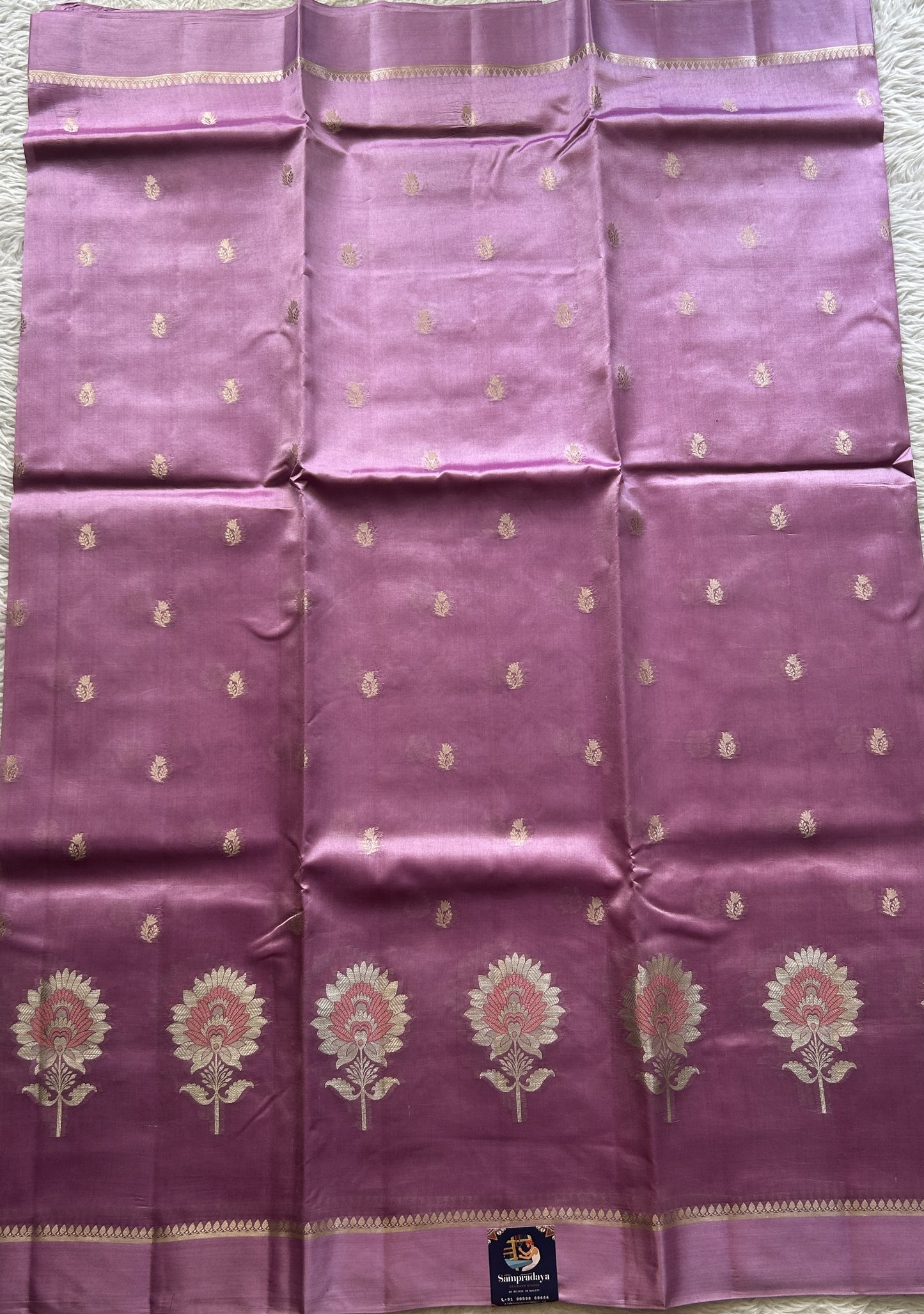 Chiniya Silk Saree Baby Pink Colored Elegantly Paired with a Plain Border. - Sampradaya Designer Studio
