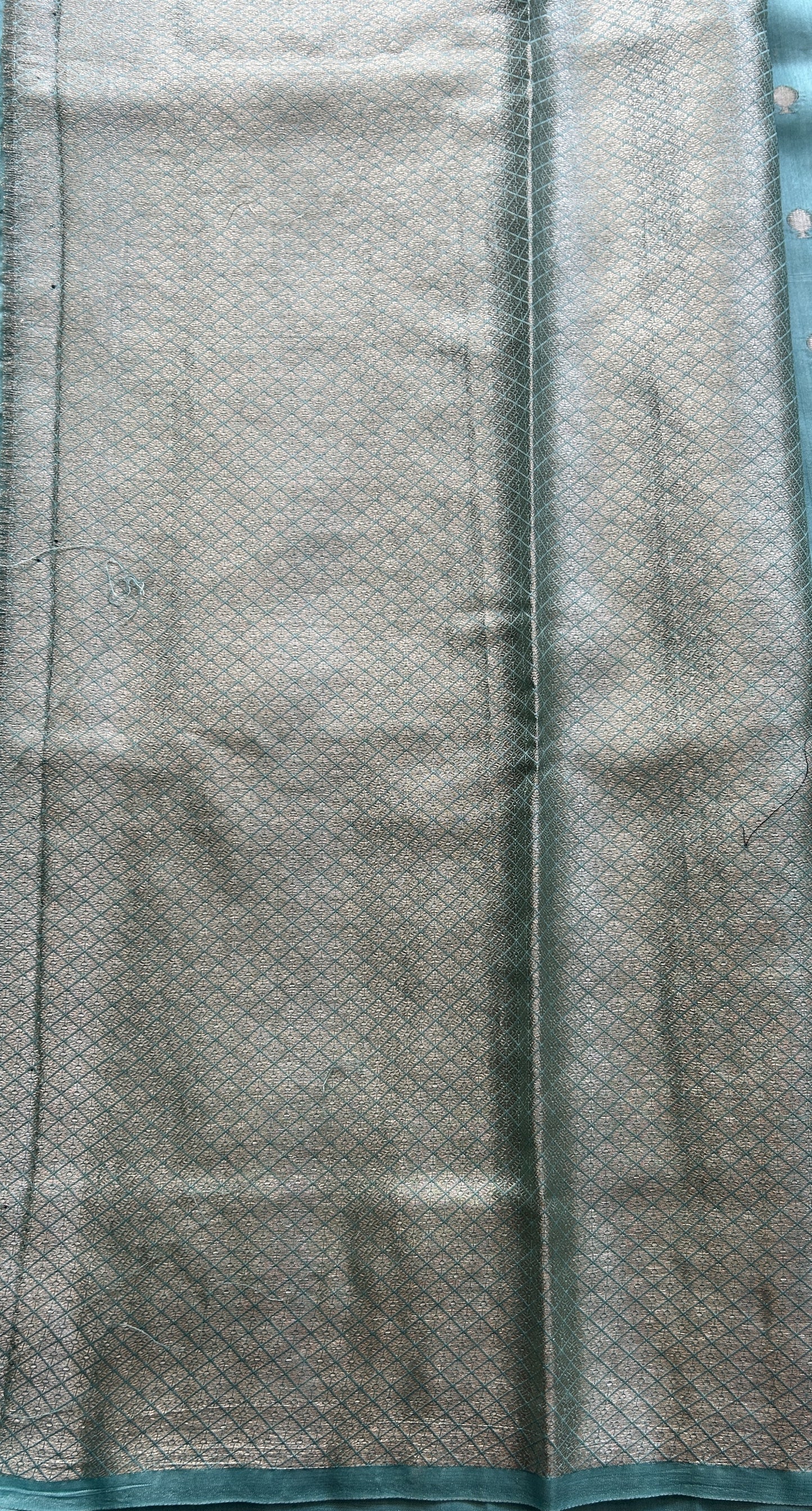 Chiniya Silk Saree Light Blue Colored Elegantly Paired with a Zari Border. - Sampradaya Designer Studio