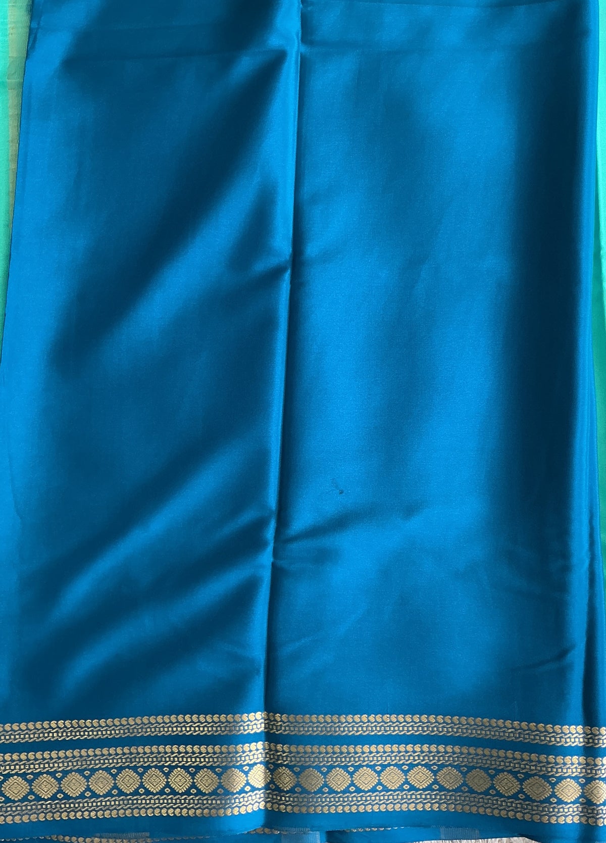 Sea Green  Mysore Crepe Silk Saree with Silver Zari Border | Pure Handloom | Silk Mark Certified