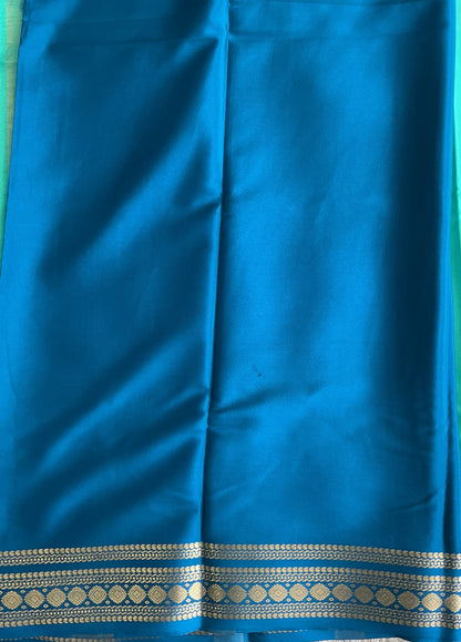 Sea Green  Mysore Crepe Silk Saree with Silver Zari Border | Pure Handloom | Silk Mark Certified