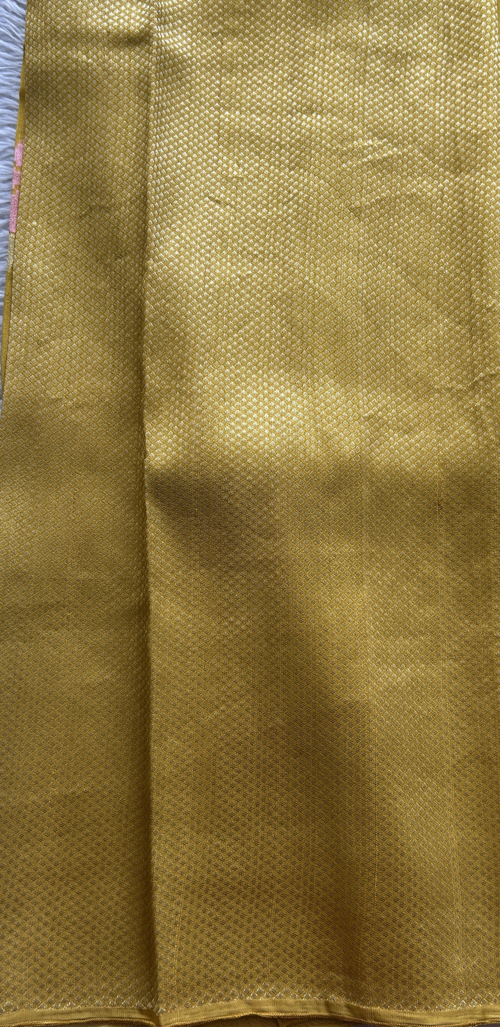 Banarasi Tussar Georgette Saree Yellow Colored Complemented Zari Border. - Sampradaya Designer Studio