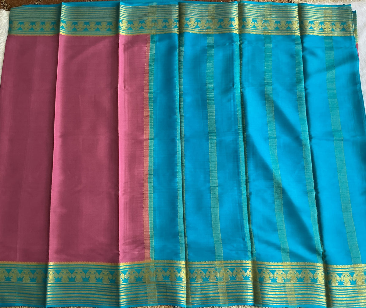 Pink Mysore Crepe Silk Saree with Silver Zari Border | Pure Handloom | Silk Mark Certified