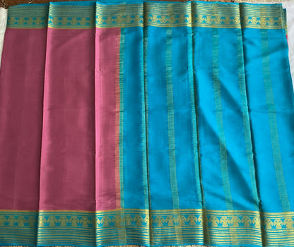 Pink Mysore Crepe Silk Saree with Silver Zari Border | Pure Handloom | Silk Mark Certified