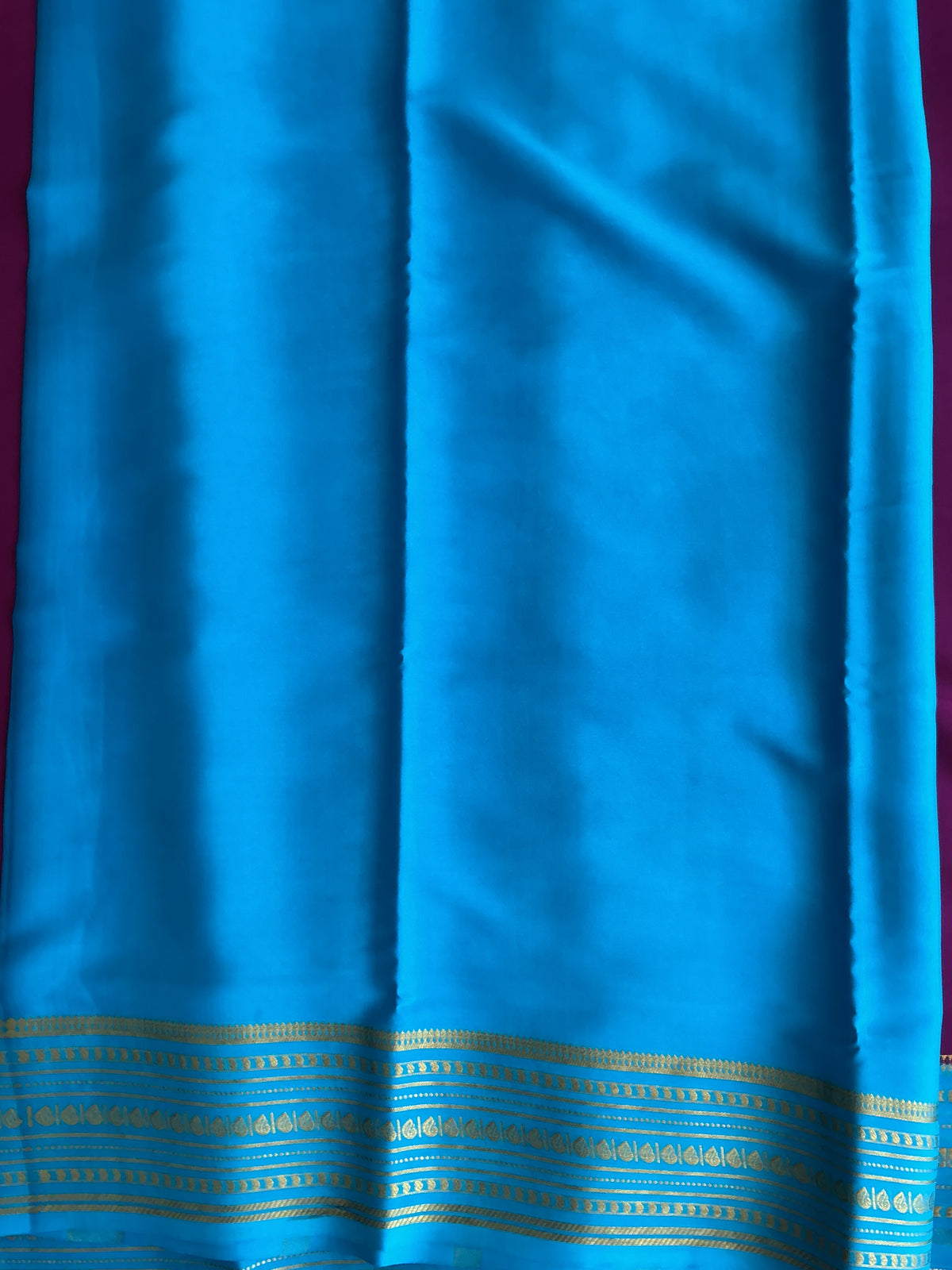 Violet Maroon Mysore Crepe Silk Saree with Silver Zari Border | Pure Handloom | Silk Mark Certified
