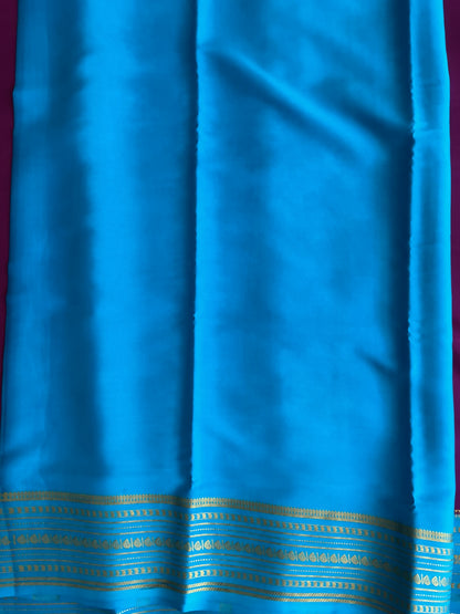 Violet Maroon Mysore Crepe Silk Saree with Silver Zari Border | Pure Handloom | Silk Mark Certified