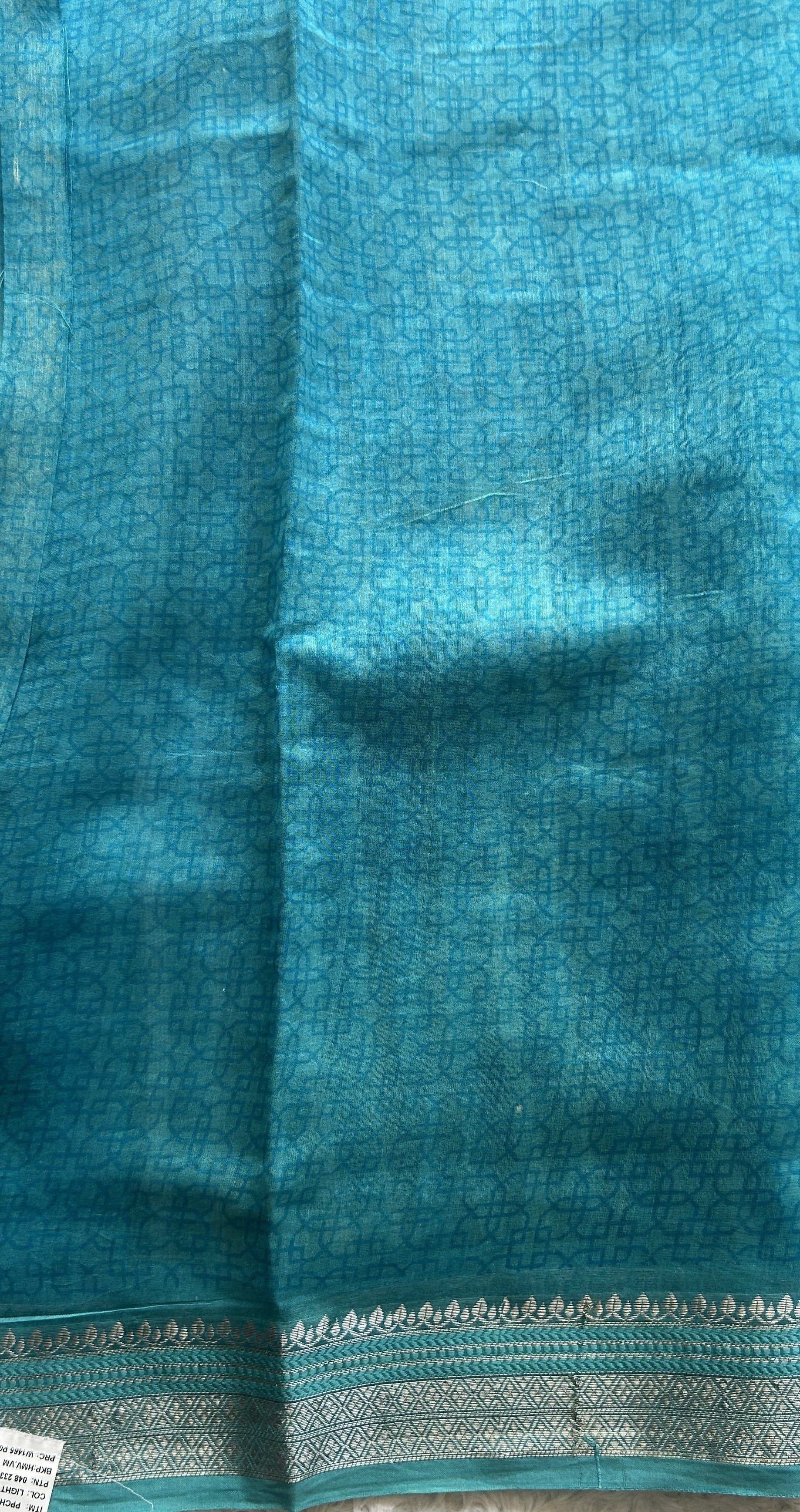 Maheshwari Chanderi Cotton Saree Blue Colored Exquisite with a Zari Border. - Sampradaya Designer Studio