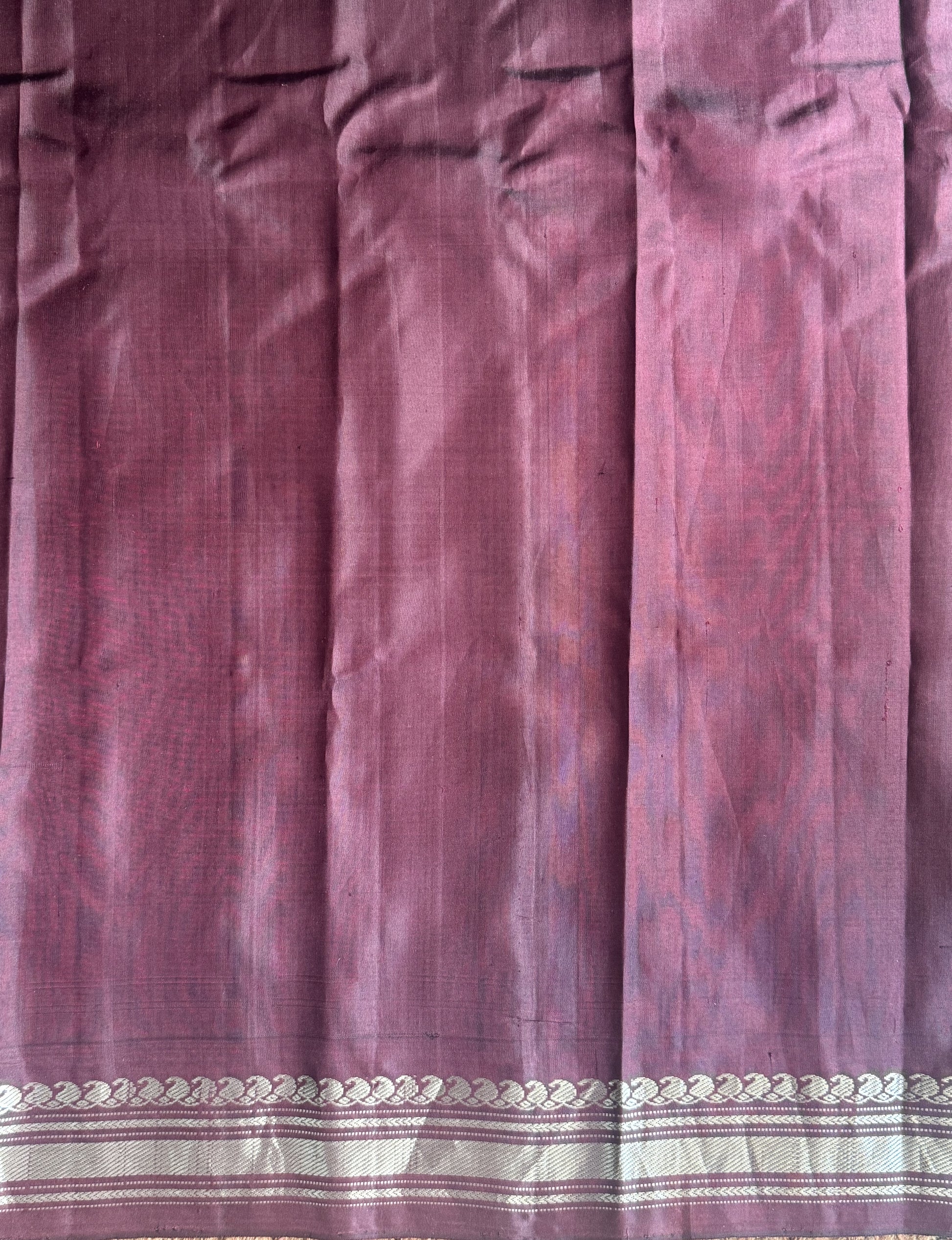 Gadwal Silk Saree Sky Blue Colored Complemented With a Brown Zari Border - Sampradaya Designer Studio