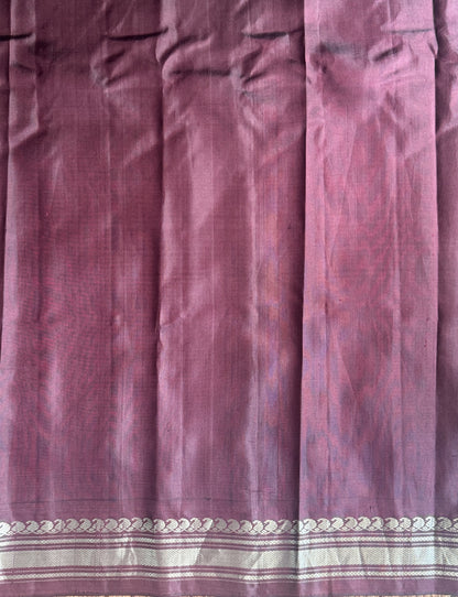 Gadwal Silk Saree Sky Blue Colored Complemented With a Brown Zari Border - Sampradaya Designer Studio