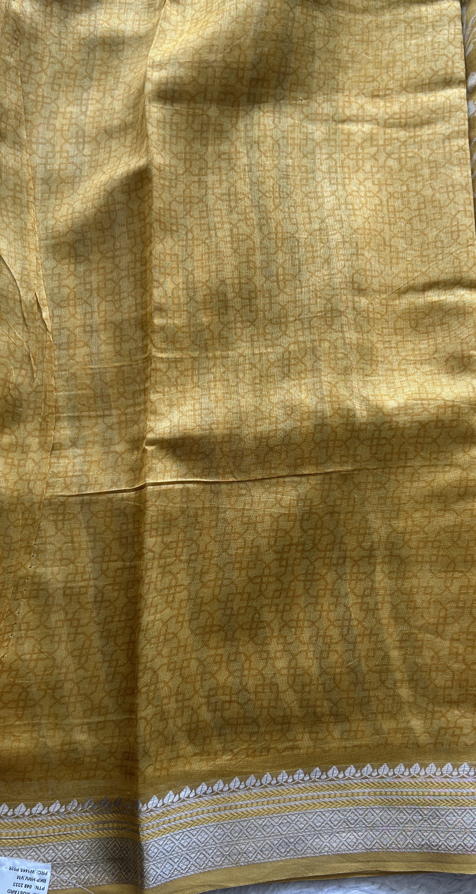 Maheshwari Chanderi Cotton Saree Yellow Colored Exquisite with a Zari Border. - Sampradaya Designer Studio
