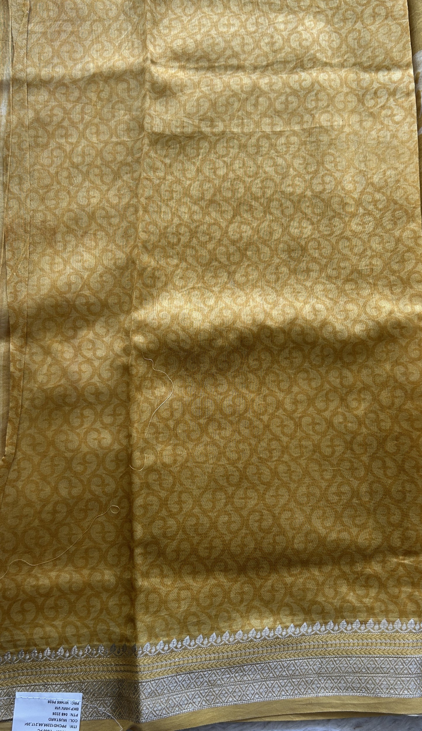 Maheshwari Chanderi Cotton Saree Yellow Colored Elegantly Paired with a Zari Border. - Sampradaya Designer Studio