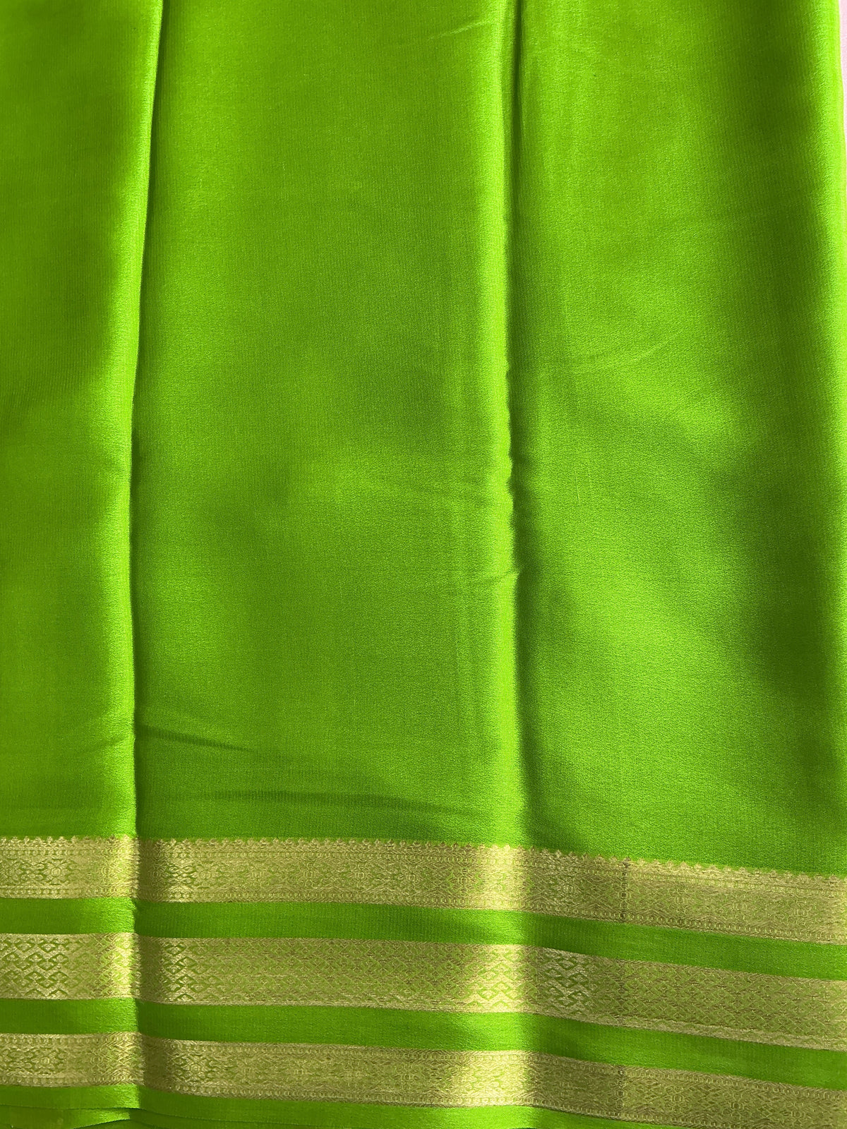 Peach Mysore Crepe Silk Saree with Silver Zari Border | Pure Handloom | Silk Mark Certified