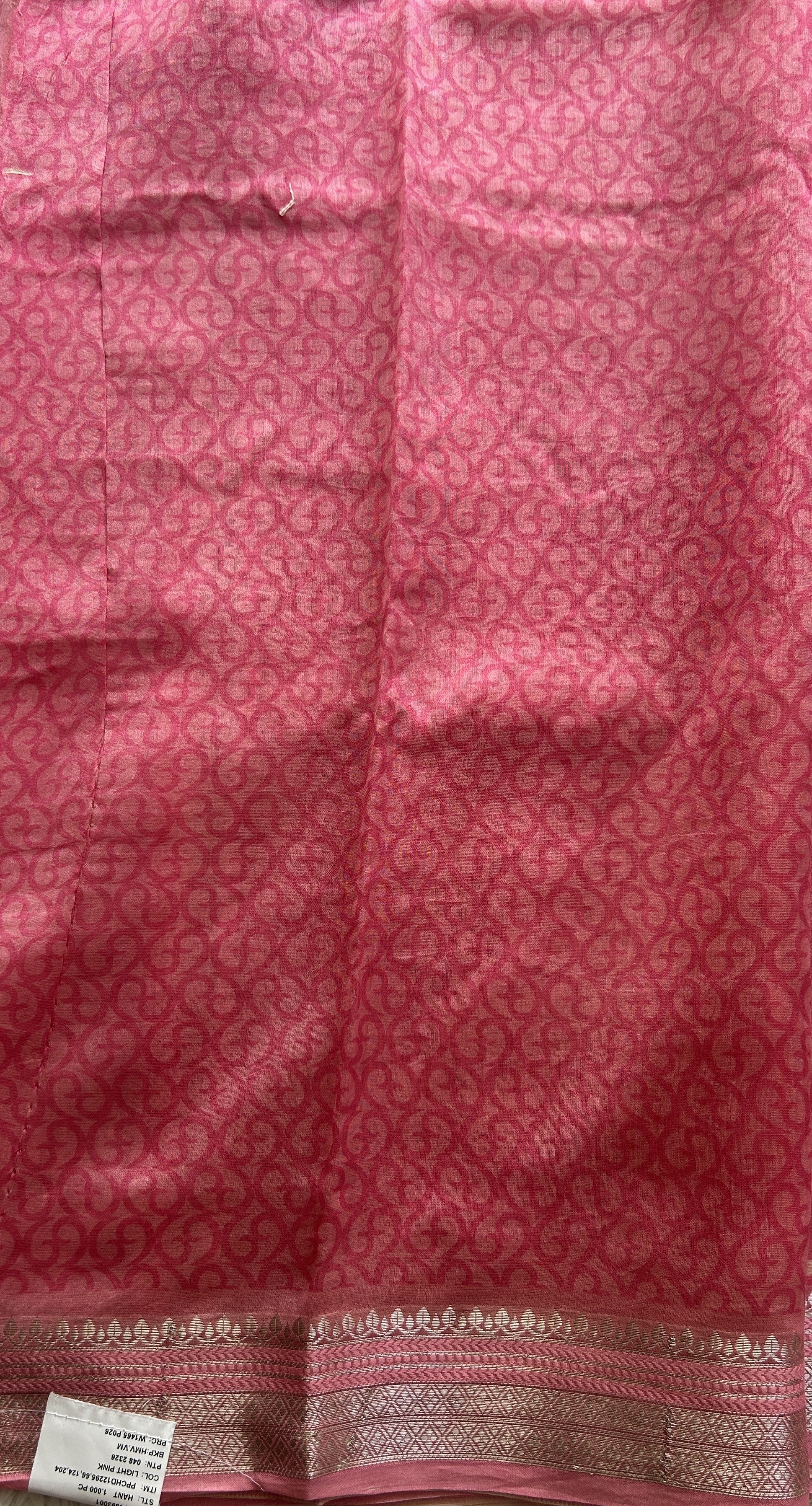 Maheshwari Chanderi Cotton Saree Pink Colored Elegantly Paired with a Zari Border. - Sampradaya Designer Studio