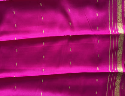 Gray Mysore Crepe Silk Saree with Silver Zari Border | Pure Handloom | Silk Mark Certified