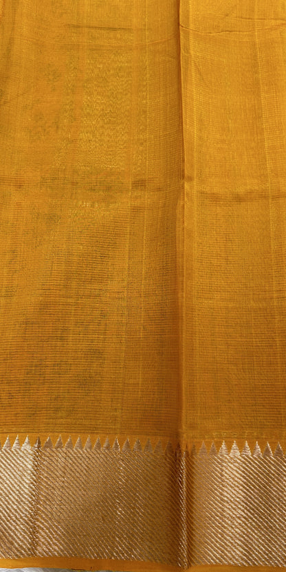 Mangalagiri Pattu Digital Print Saree Yellow colored Saree complemented with a  Mangalagiri Border - Sampradaya Designer Studio
