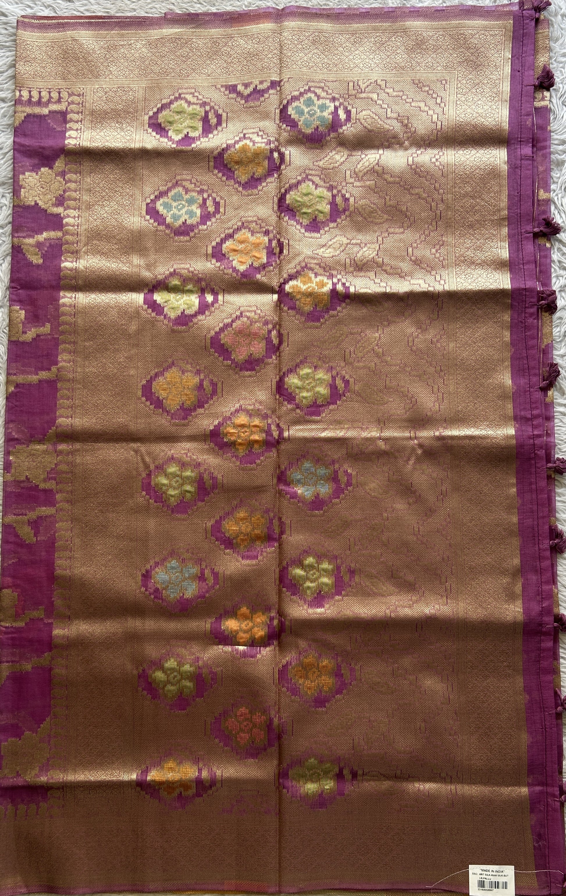 Semi Raw Silk Tissue Saree Baby Pink Colored Elegantly Paired with a Zari Border. - Sampradaya Designer Studio