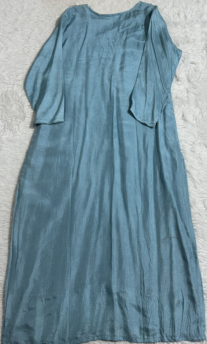 Cotton Silk Kurti Set Sky Blue Colored With a Embroidery Work . - Sampradaya Designer Studio