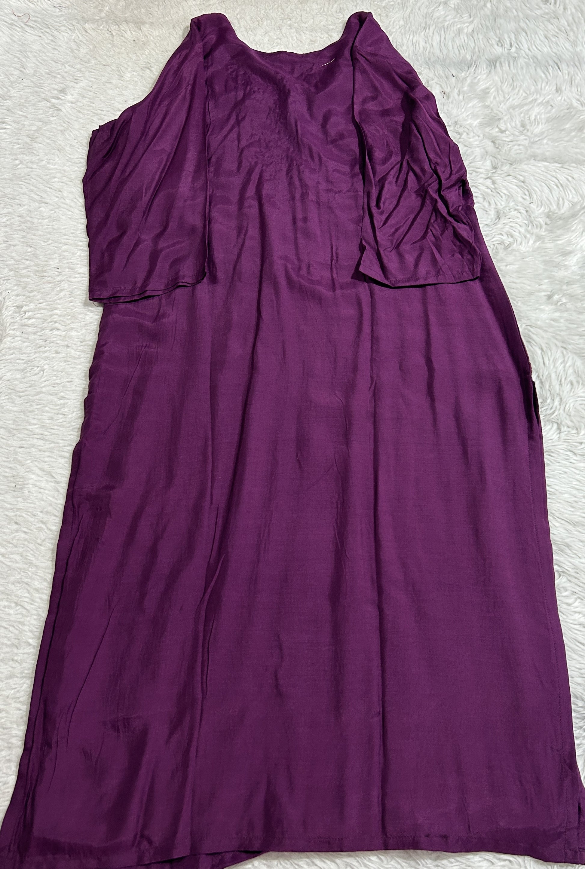 Cotton Silk Kurti Set Purple Colored With a Embroidery Work . - Sampradaya Designer Studio