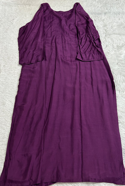 Cotton Silk Kurti Set Purple Colored With a Embroidery Work . - Sampradaya Designer Studio