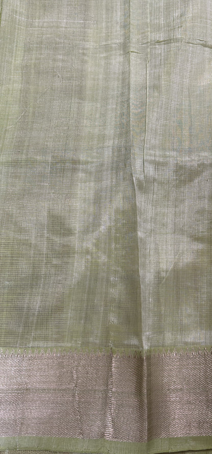 Mangalagiri Pattu Digital Print Saree Pastel Green colored Saree complemented with a  Mangalagiri Border - Sampradaya Designer Studio