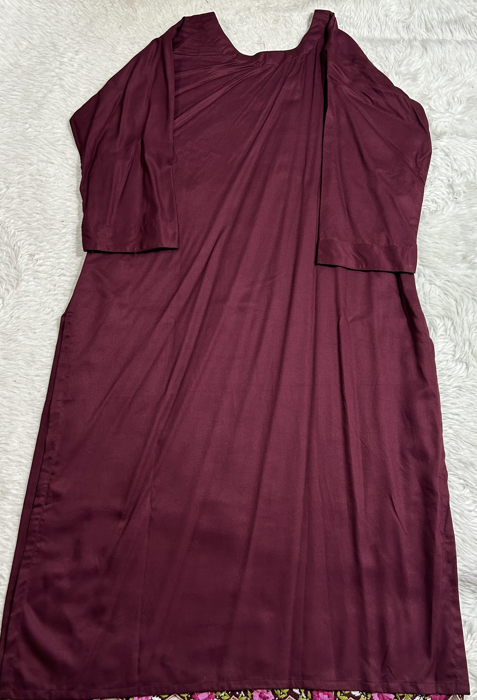 Cotton Silk Kurti Mauve Colored With a Embroidery Work . - Sampradaya Designer Studio