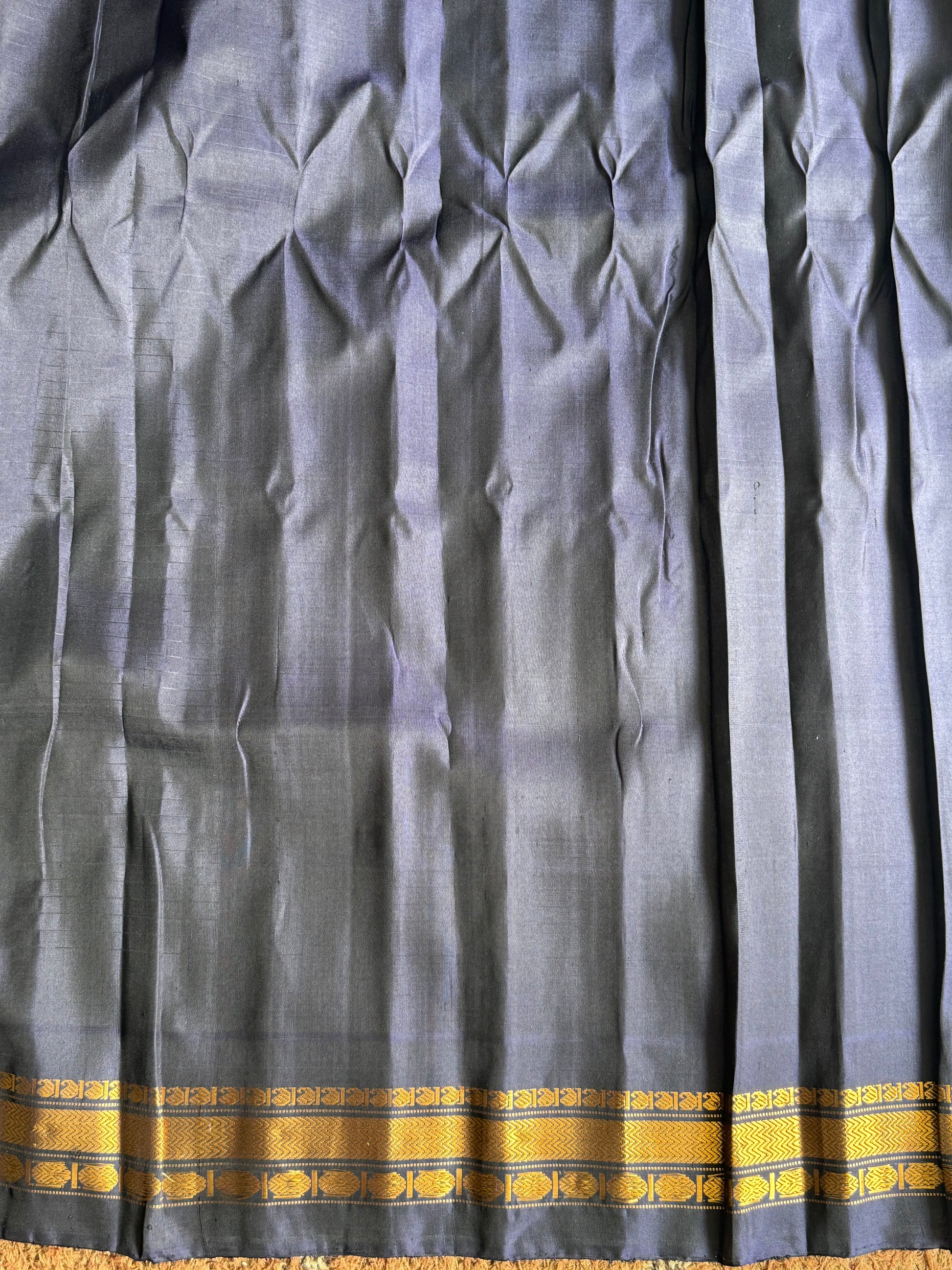 Gadwal Silk Saree Light Pista Green Colored Complemented With a Indigo Blue Zari Border - Sampradaya Designer Studio