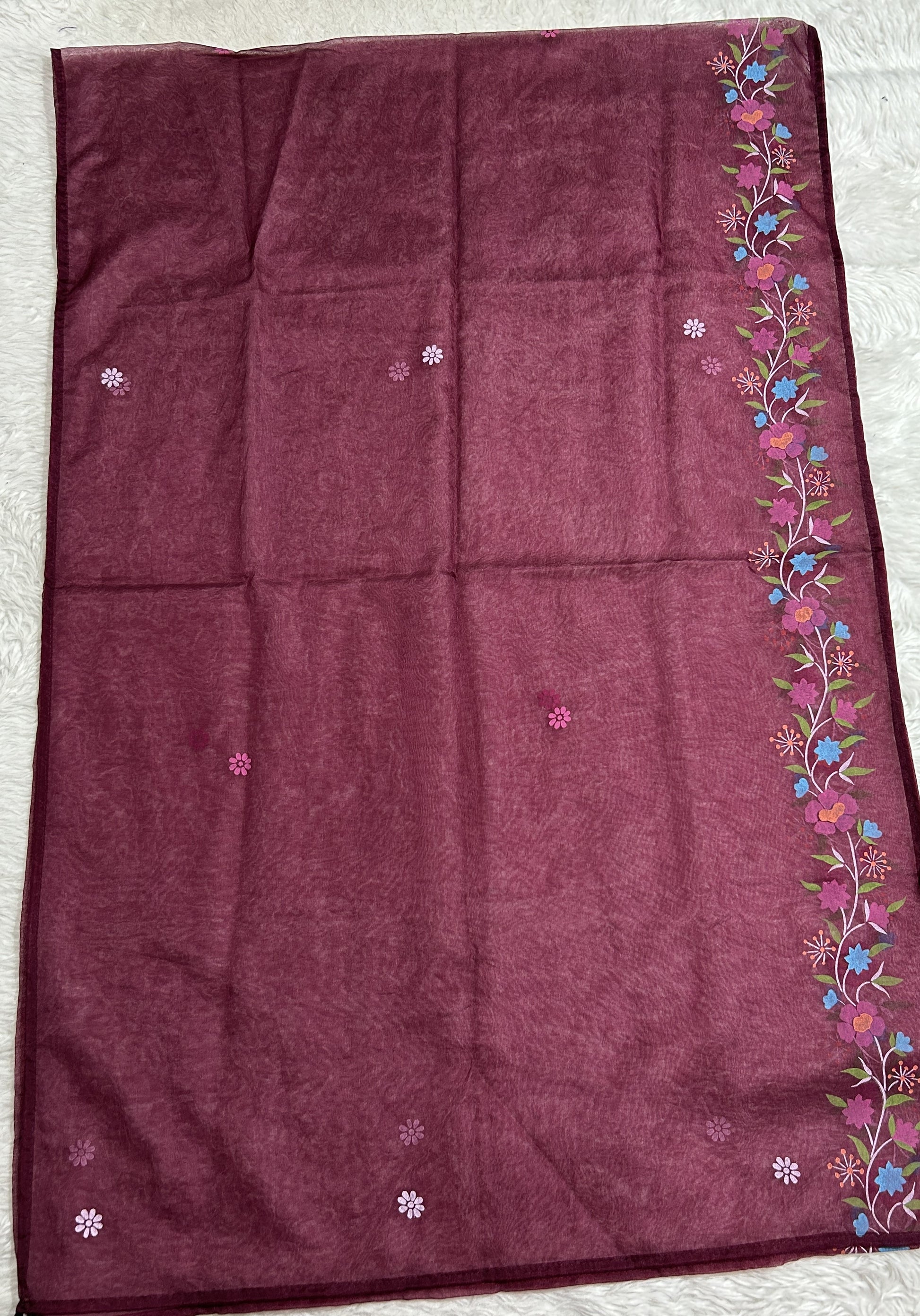 Cotton Silk Kurti Mauve Colored With a Embroidery Work . - Sampradaya Designer Studio