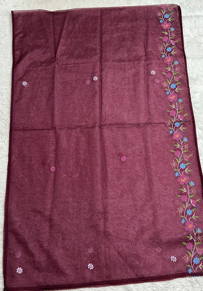 Cotton Silk Kurti Mauve Colored With a Embroidery Work . - Sampradaya Designer Studio