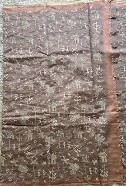 Semi Tussar Saree Light Lavender Colored complemented with a Borderless. - Sampradaya Designer Studio