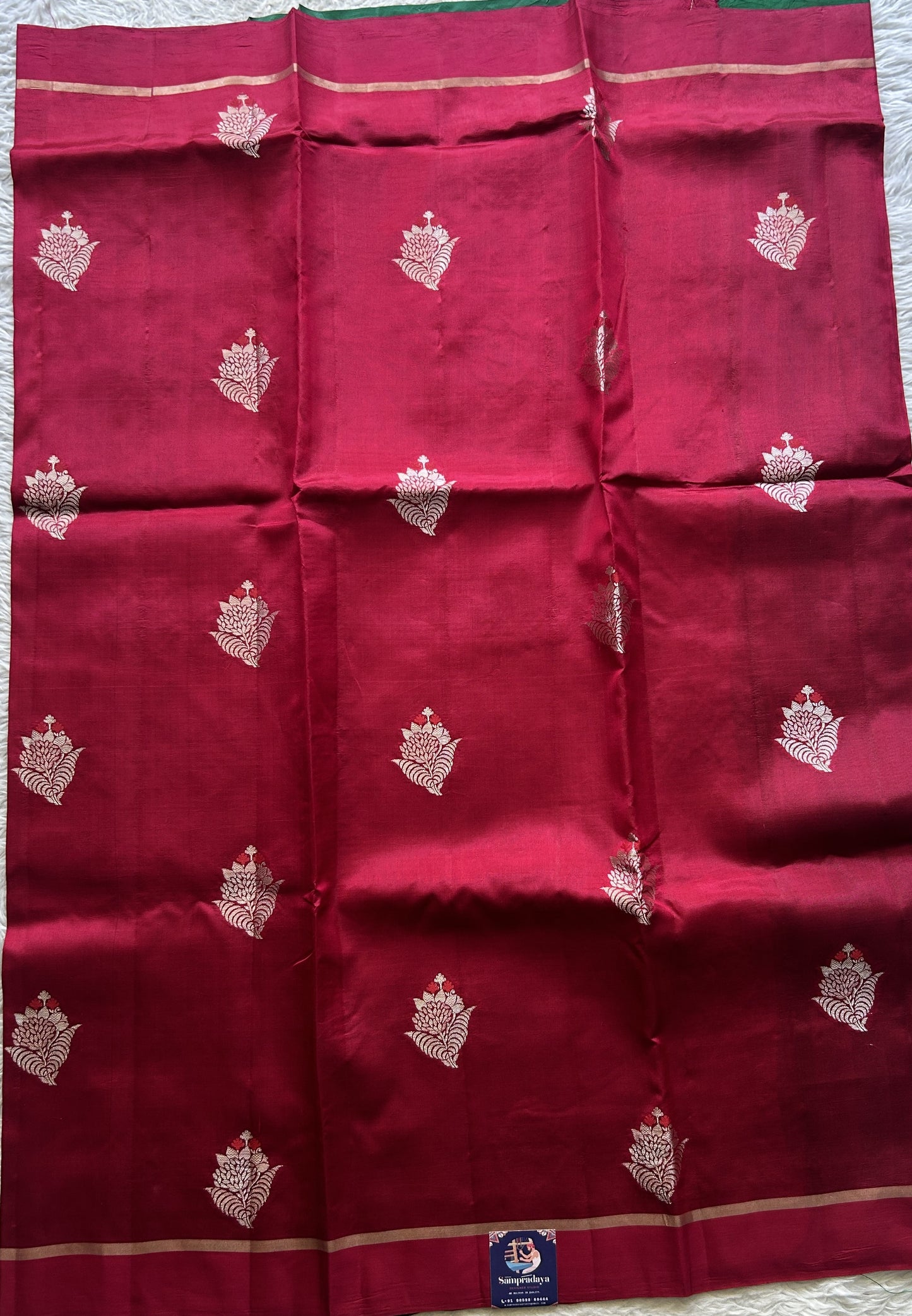 Raw Mango or Pooniya Silk Saree Hot Pink Colored Complemented With a Plain Border - Sampradaya Designer Studio