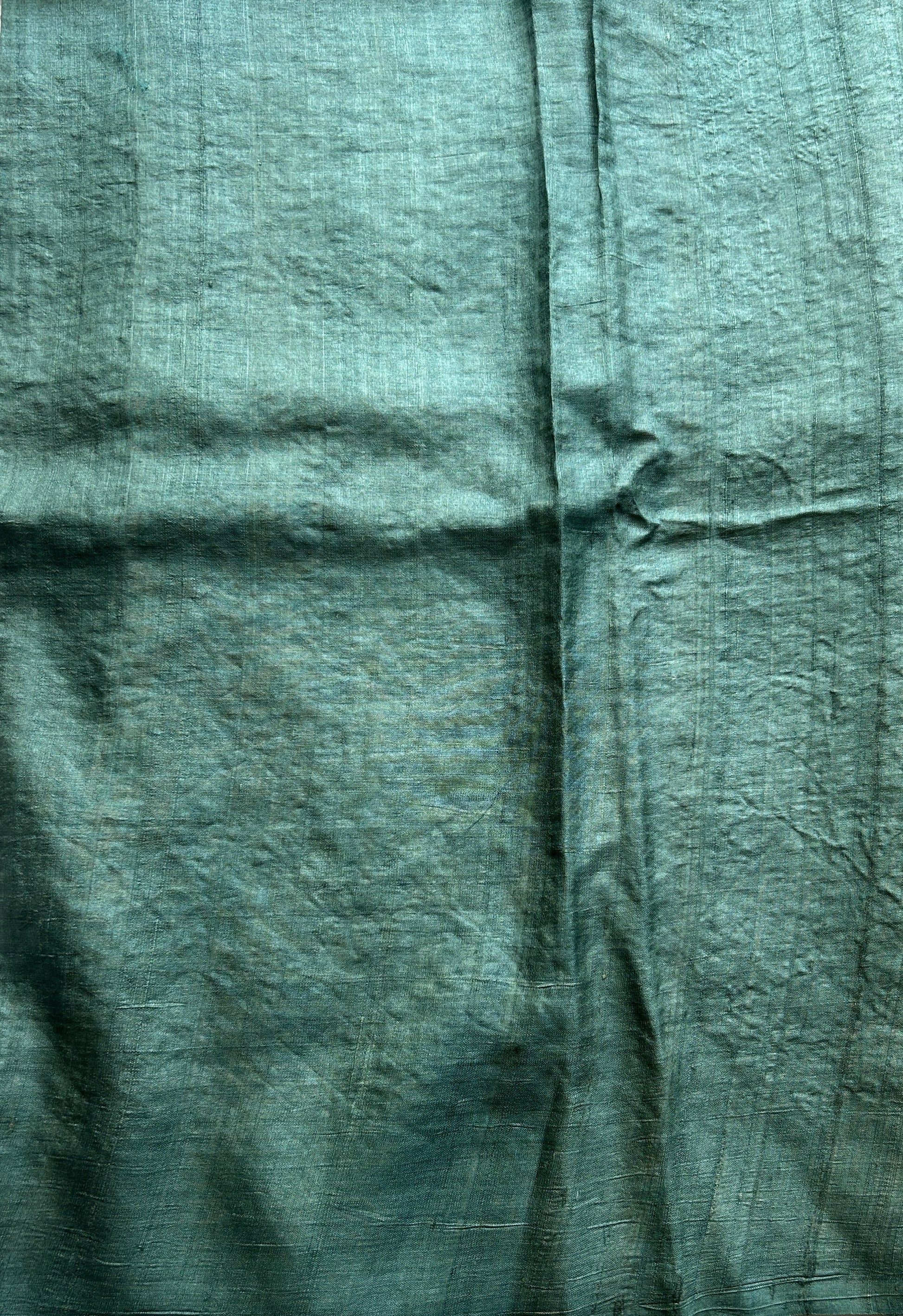 Pure Tussar Silk Saree Pine Green Color Complemented with a Printed Border. - Sampradaya Designer Studio